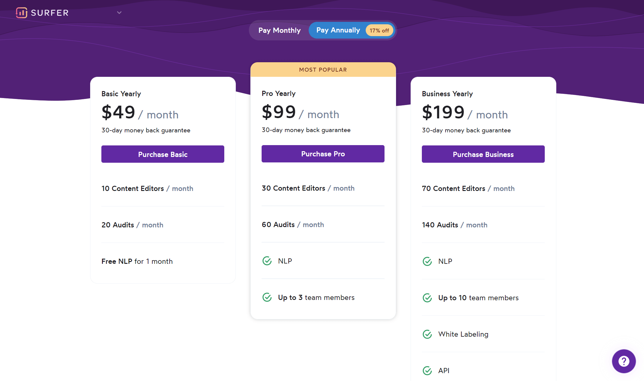 Surfer SEO Pricing