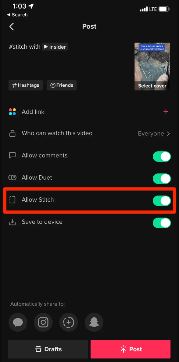 How To Enable Stitch on TikTok